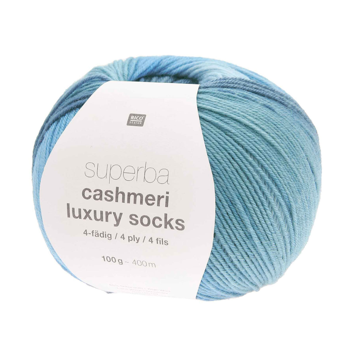 Superba Cashmeri Luxury Socks de Rico Design coloris 025 Bleu Dégradé