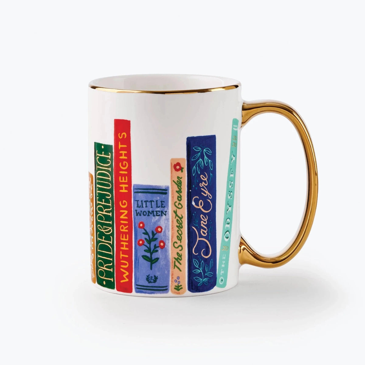Mug en céramique avec poignée dorée Rifle Paper Co modèle Book Club