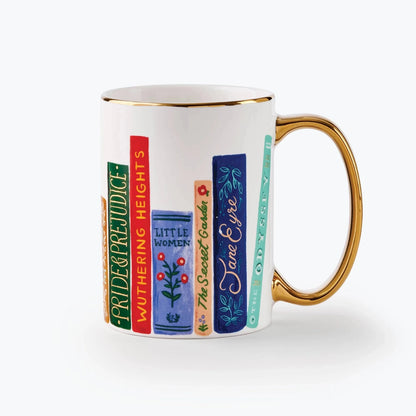 Mug en céramique avec poignée dorée Rifle Paper Co modèle Book Club