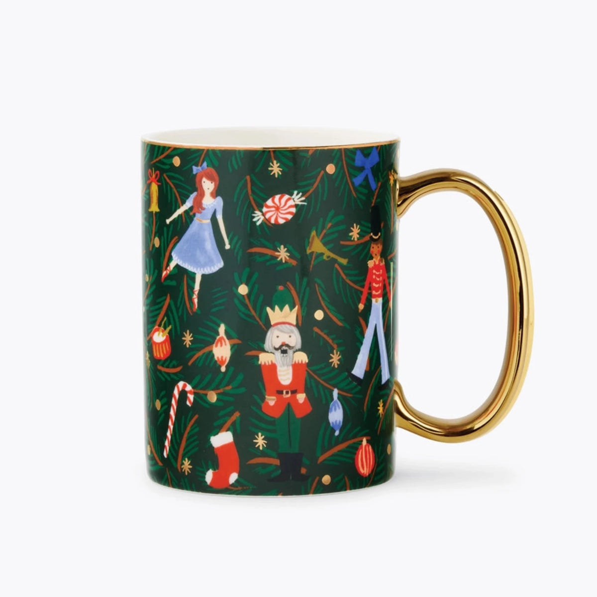 Mug Rifle Paper Co, modèle Casse-Noisette (fond vert)