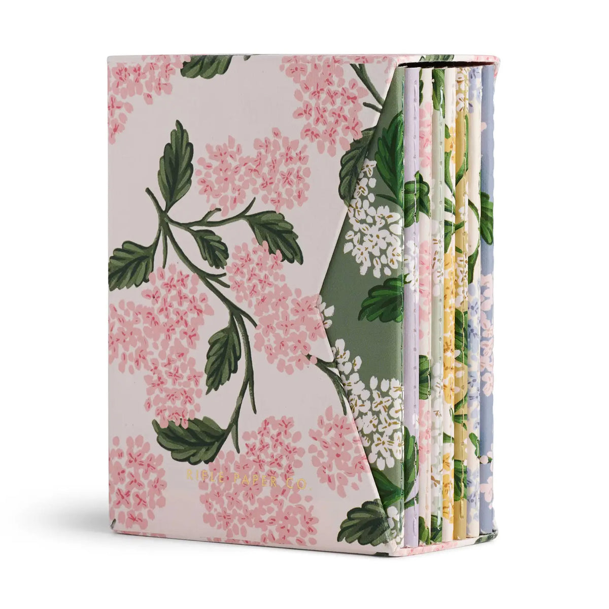 Box set de huit carnets Rifle and Co modèle Hydrangea