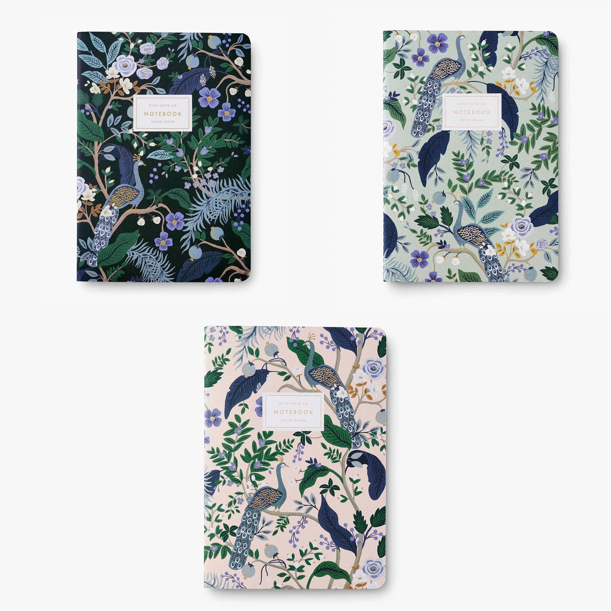 Set de trois carnets Rifle and Co modèle Peacock