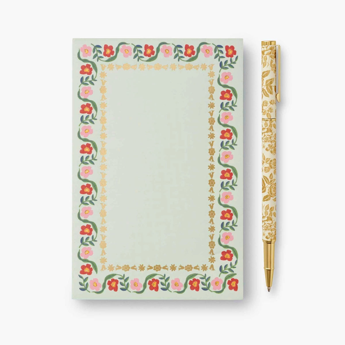 Stylo rechargeable Rifle Paper Co modèle English Rose (bloc note non inclus)