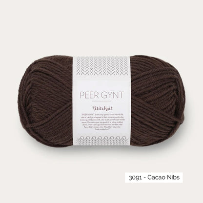 Pelote de Peer Gynt de Sandnes Garn, collection Petite Knit, coloris 3091 Cacao Nibs