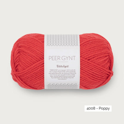 Pelote de Peer Gynt de Sandnes Garn, collection Petite Knit, coloris 4008 Poppy
