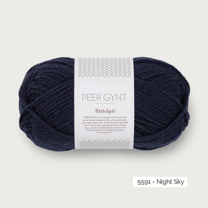 Pelote de Peer Gynt de Sandnes Garn, collection Petite Knit, coloris 5591 Night Sky
