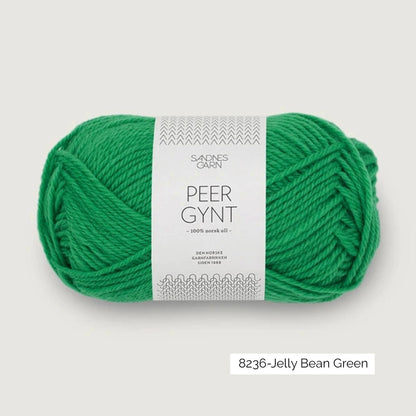 Pelote de Peer Gynt de Sandnes Garn coloris 8236 Jelly Bean Green