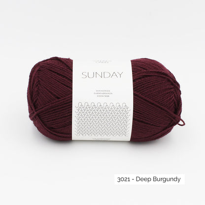 Pelote de Sunday de Sandnes Garn, coloris Deep Burgundy