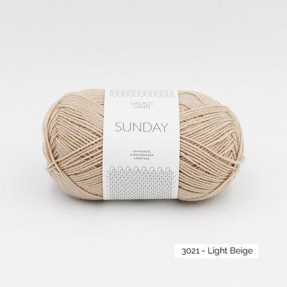 Pelote de Sunday de Sandnes Garn coloris 3021 Light Beige