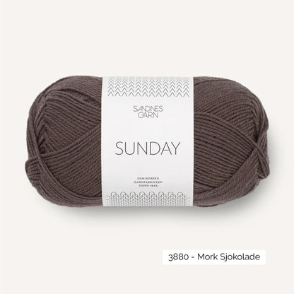 Pelote de Sunday de Sandnes Garn, coloris 3880 Mork Sjokolade