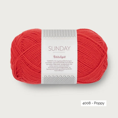Pelote de Sunday de Sandnes Garn, collection Petite Knit, coloris 4008 Poppy