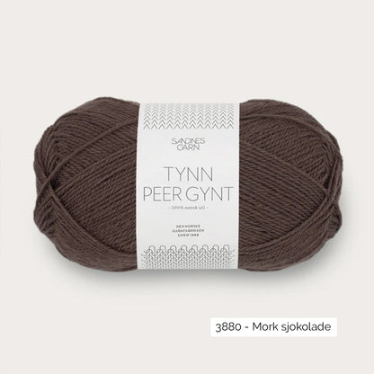 Pelote de Tynn Peer Gynt de Sandnes Garn coloris 3880 Mork Sjokolade