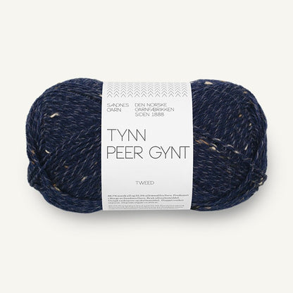 Pelote de Tynn Peer Gynt de Sandnes Garn, coloris 5585 Marine Blå Tweed