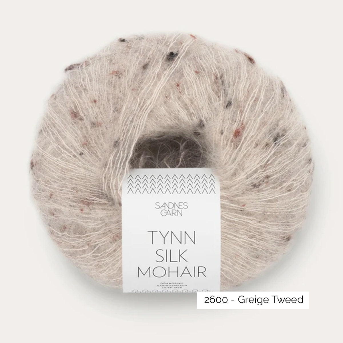 Pelote de Tynn Silk Mohair de Sandnes Garn coloris 2600 Greige Tweed