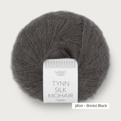 Pelote de Tynn Silk Mohair de Sandnes Garn coloris 3800 Bristol Black