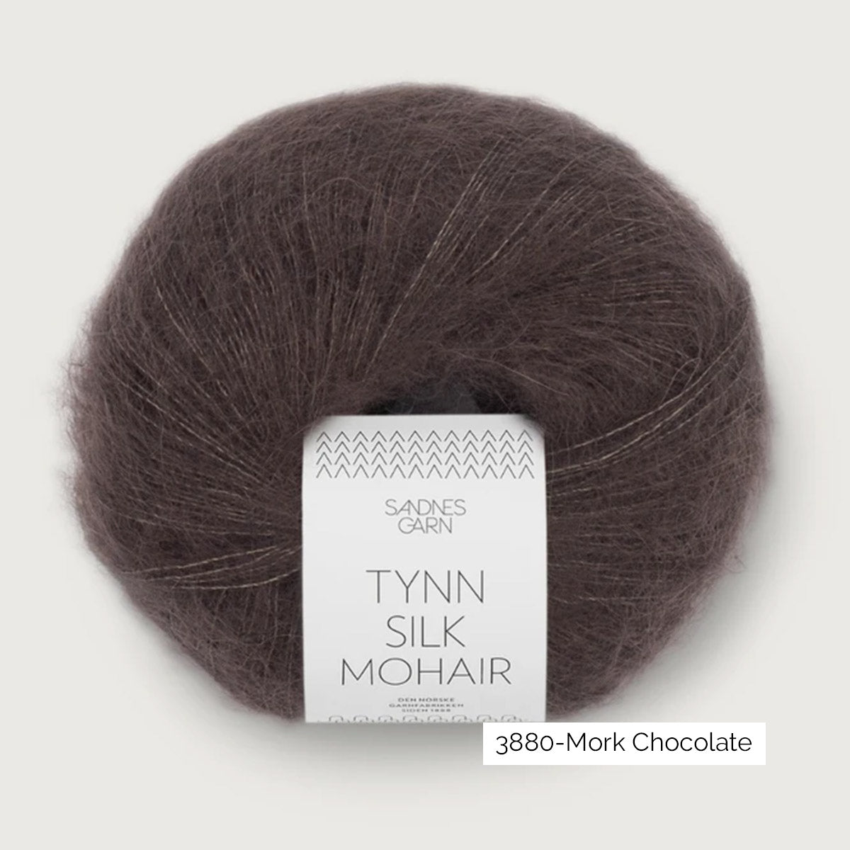 Pelote de Tynn Silk Mohair de Sandnes Garn coloris 3880 Mork Chocolate