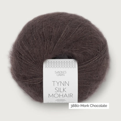 Pelote de Tynn Silk Mohair de Sandnes Garn coloris 3880 Mork Chocolate