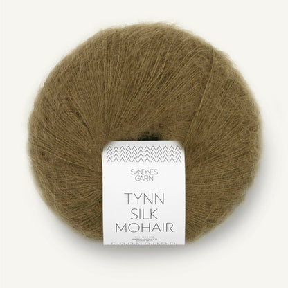 Pelote de Tynn Silk Mohair de Sandnes Garn coloris 9873 Dark Olive