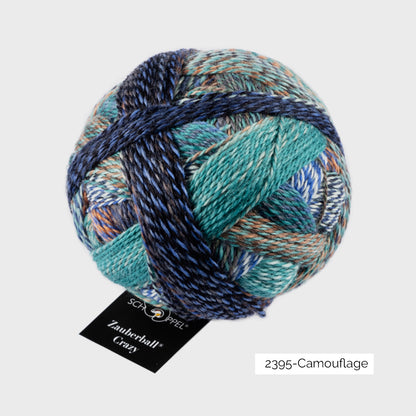Pelote de Crazy Zauberball de Schoppel Wolle coloris 2395 Camouflage