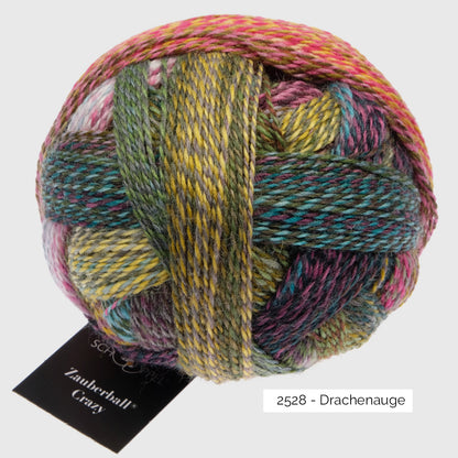 Pelote de Crazy Zauberball de Schoppel Wolle coloris 2528 Drachenauge