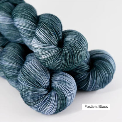 Echeveaux de Sock de Sysleriget, coloris Festival Blues