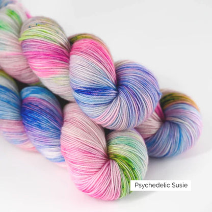 Echeveaux de Sock de Sysleriget, coloris Psychedelic Susie