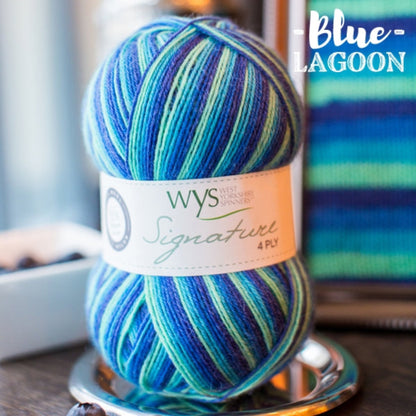 Pelote de Signature 4ply de West Yorkshire Spinners (WYS), coloris Blue Lagoon