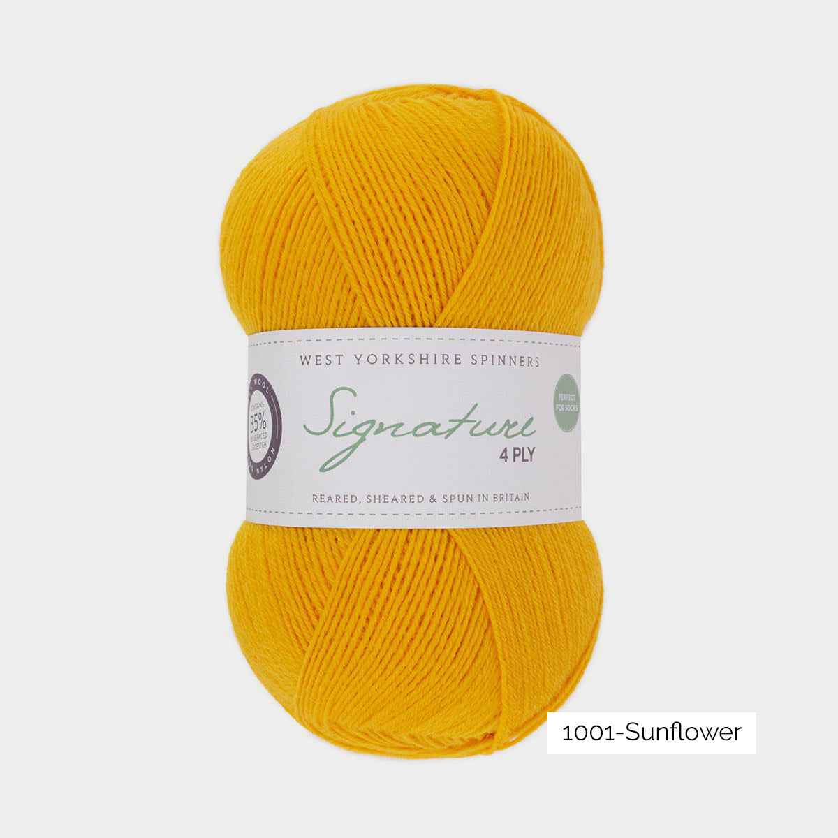Pelote de Signature 4ply de West Yorkshire Spinners (WYS) coloris 1001 Sunflower