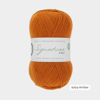 Pelote de Signature 4ply de West Yorkshire Spinners (WYS) coloris 1004 Amber