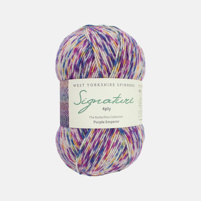Pelote de Signature 4ply de West Yorkshire Spinners (WYS) coloris 1244 Purple Emperor