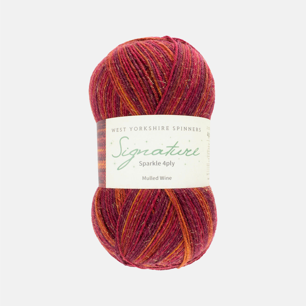 Pelote de Signature 4-Ply de West Yorkshire Spinners (WYS), coloris 1295 Mulled Wine (Sparkle)
