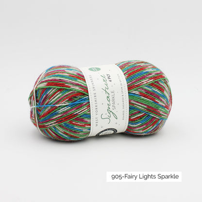 Pelote de Signature 4-ply de West Yorkshire Spinners (WYS), coloris 905 Fairy Lights (Sparkle)