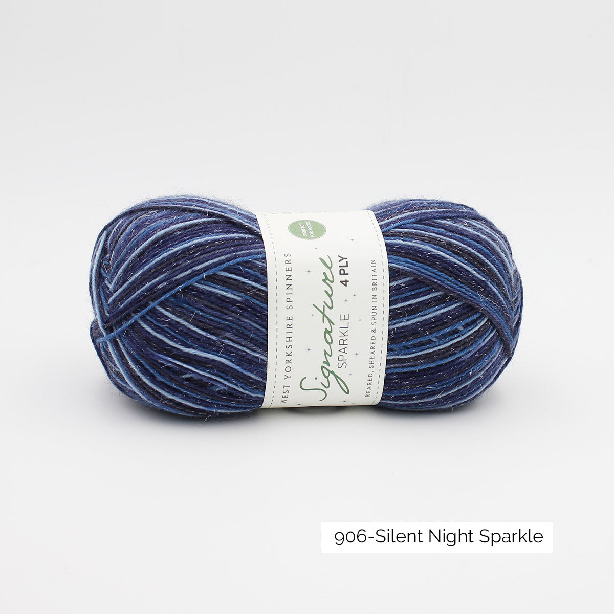 Pelote de Signature 4-ply de West Yorkshire Spinners (WYS), coloris 906 Silent Night (Sparkle)