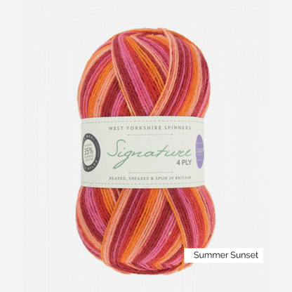 Pelote de Signature 4-ply de West Yorkshire Spinners (WYS), coloris Summer Sunset